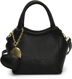 Mini Bucket Bag Vintage Peddled Leather Handbag with Heart Charm Small Bucket Bag Crossbody Purse