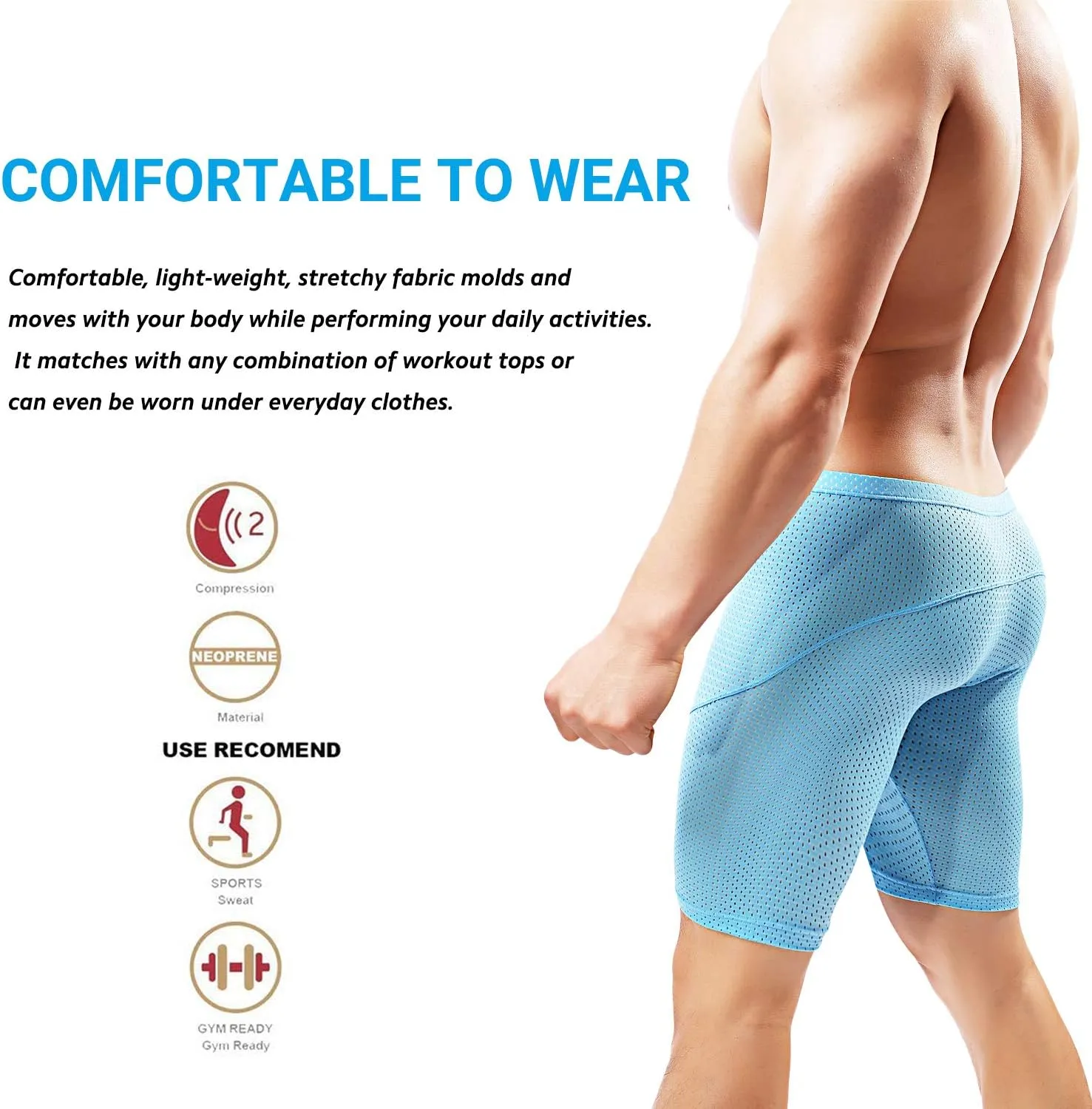 MIZOK Men's Tight Yoga Mesh Training Bodybuilding Gym Workout Shorts Jammer Swimsuit