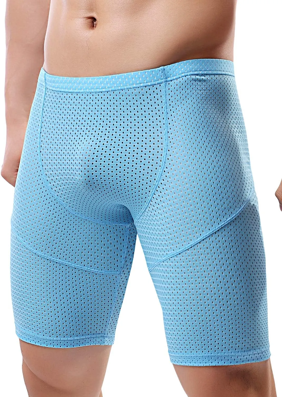 MIZOK Men's Tight Yoga Mesh Training Bodybuilding Gym Workout Shorts Jammer Swimsuit
