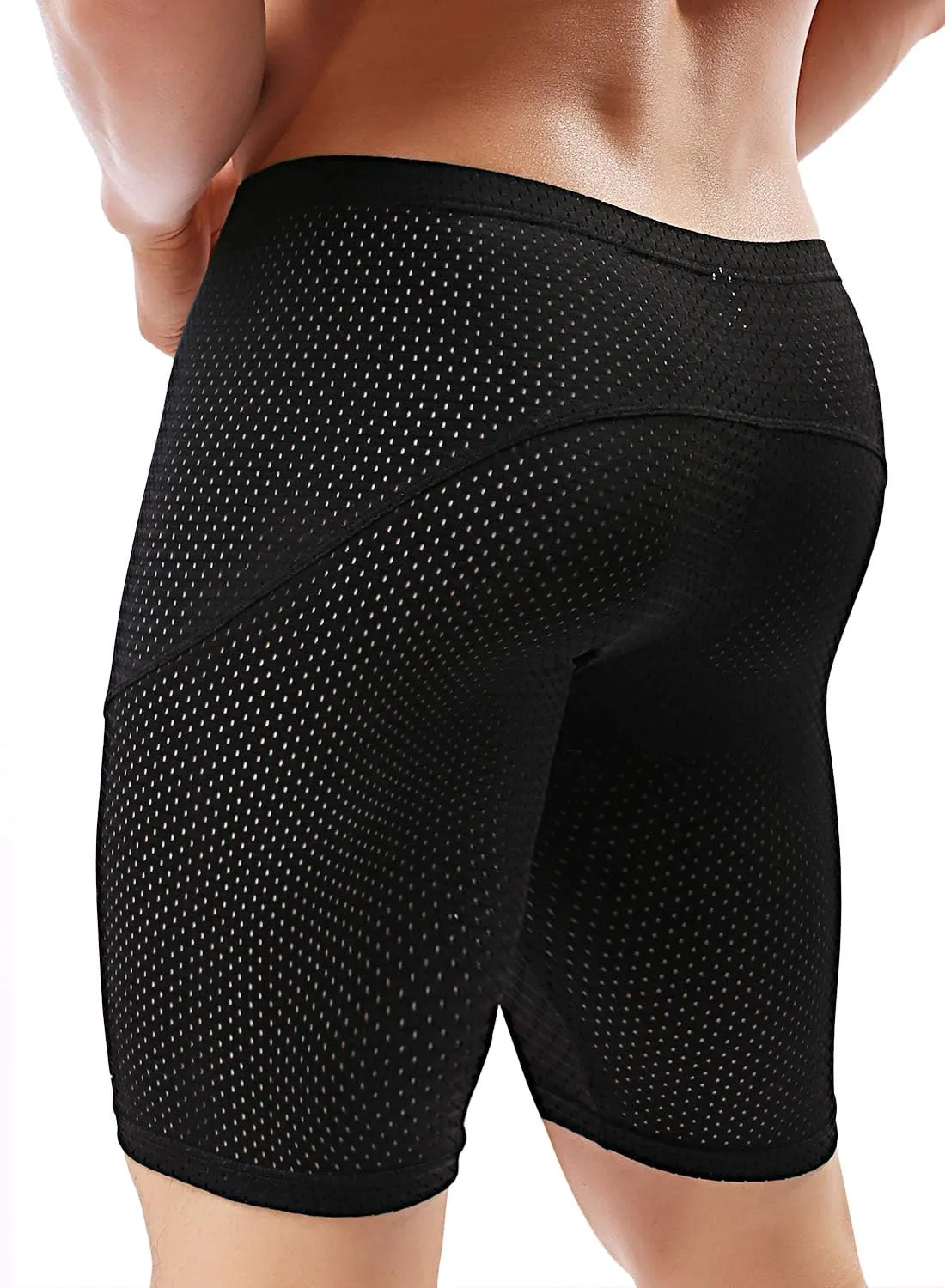 MIZOK Men's Tight Yoga Mesh Training Bodybuilding Gym Workout Shorts Jammer Swimsuit