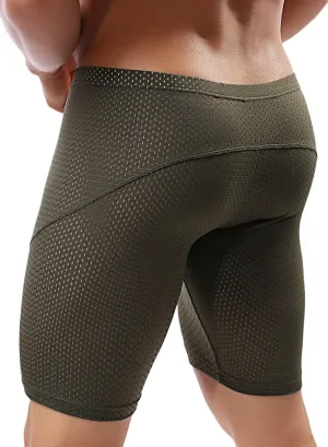 MIZOK Men's Tight Yoga Mesh Training Bodybuilding Gym Workout Shorts Jammer Swimsuit