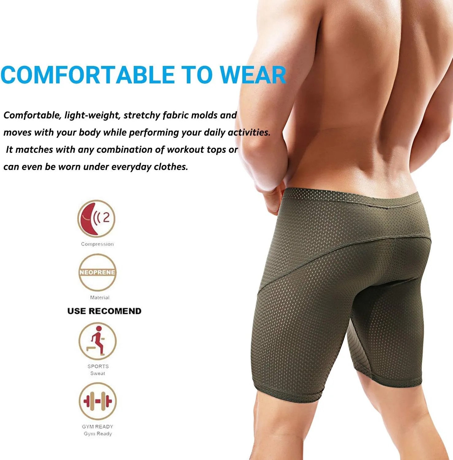 MIZOK Men's Tight Yoga Mesh Training Bodybuilding Gym Workout Shorts Jammer Swimsuit