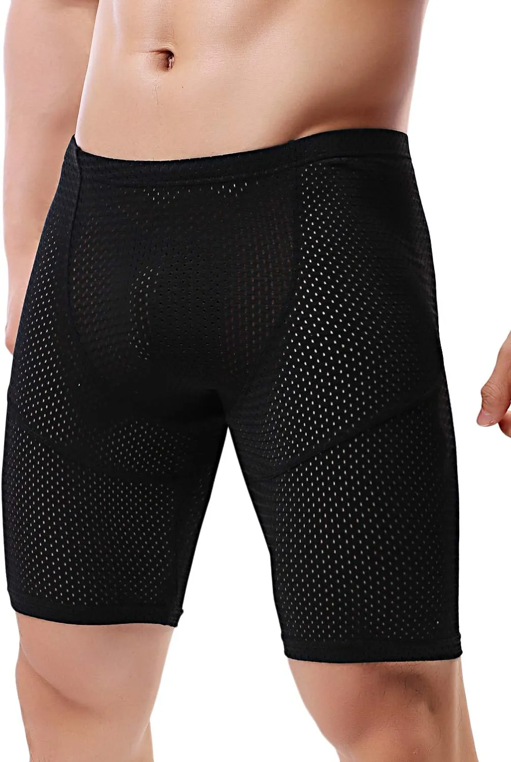 MIZOK Men's Tight Yoga Mesh Training Bodybuilding Gym Workout Shorts Jammer Swimsuit