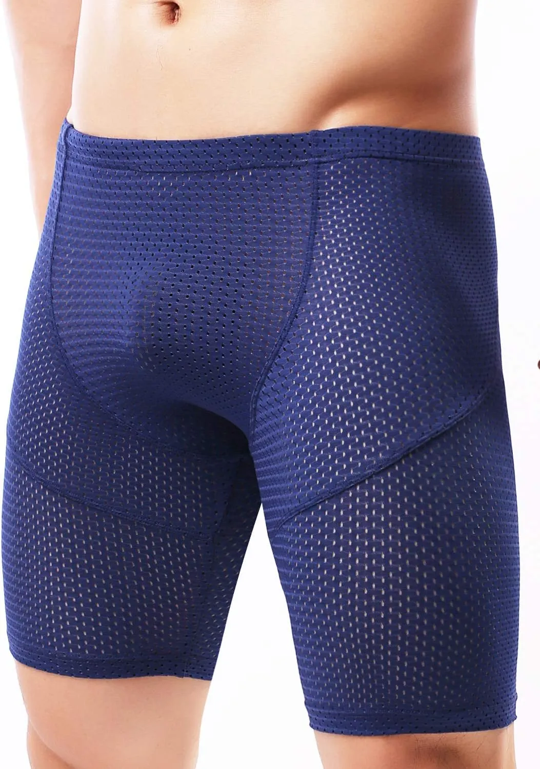 MIZOK Men's Tight Yoga Mesh Training Bodybuilding Gym Workout Shorts Jammer Swimsuit