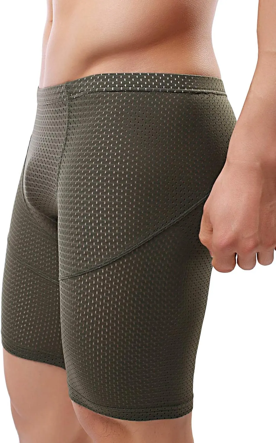 MIZOK Men's Tight Yoga Mesh Training Bodybuilding Gym Workout Shorts Jammer Swimsuit