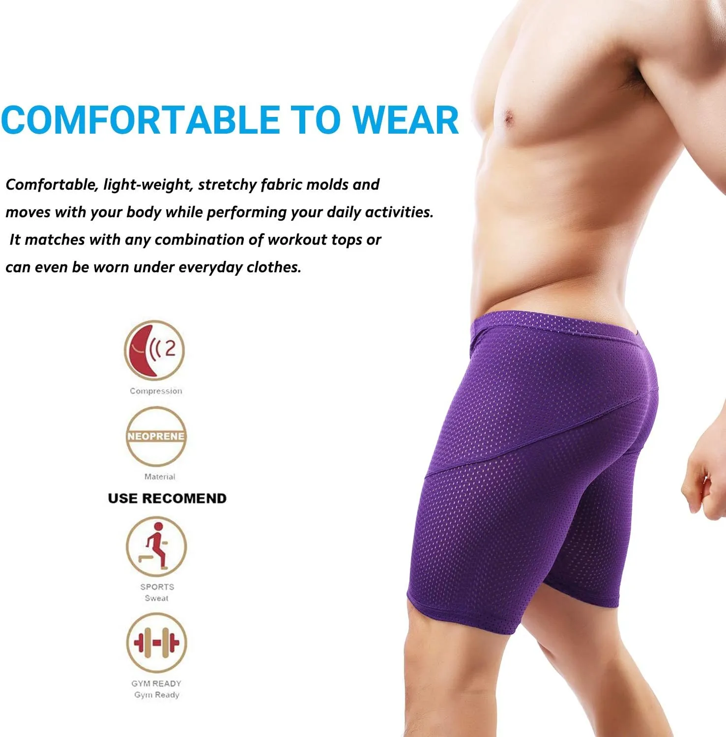 MIZOK Men's Tight Yoga Mesh Training Bodybuilding Gym Workout Shorts Jammer Swimsuit