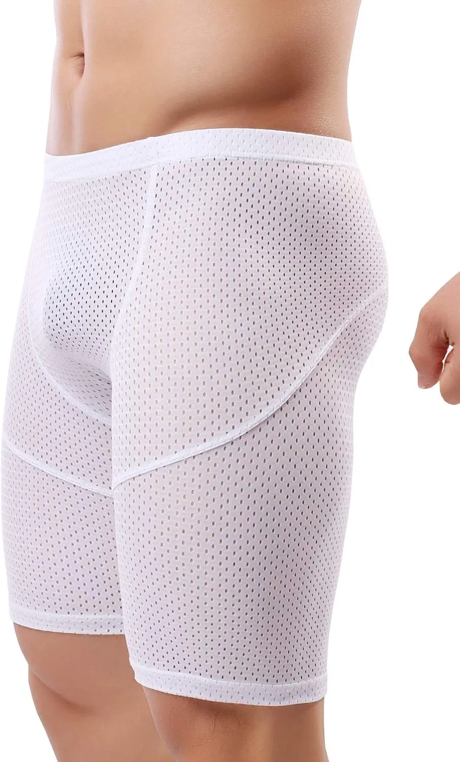 MIZOK Men's Tight Yoga Mesh Training Bodybuilding Gym Workout Shorts Jammer Swimsuit