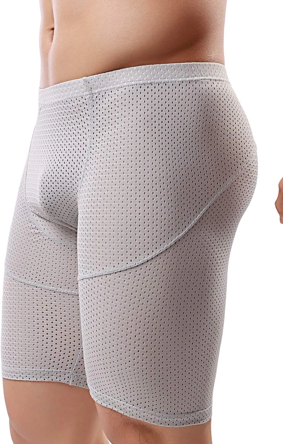 MIZOK Men's Tight Yoga Mesh Training Bodybuilding Gym Workout Shorts Jammer Swimsuit