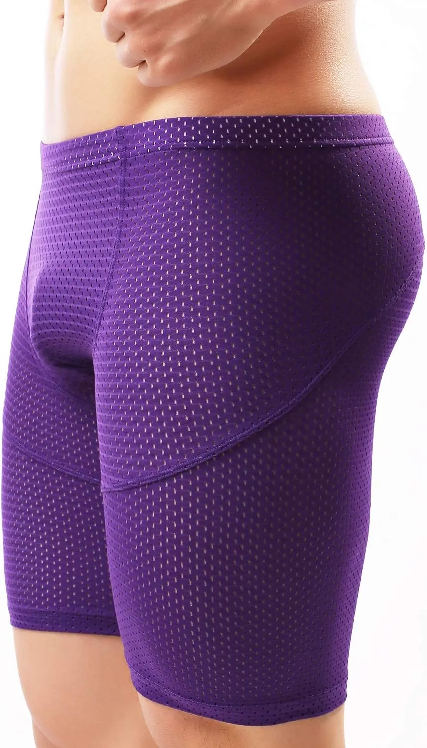MIZOK Men's Tight Yoga Mesh Training Bodybuilding Gym Workout Shorts Jammer Swimsuit
