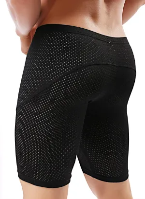 MIZOK Men's Tight Yoga Mesh Training Bodybuilding Gym Workout Shorts Jammer Swimsuit