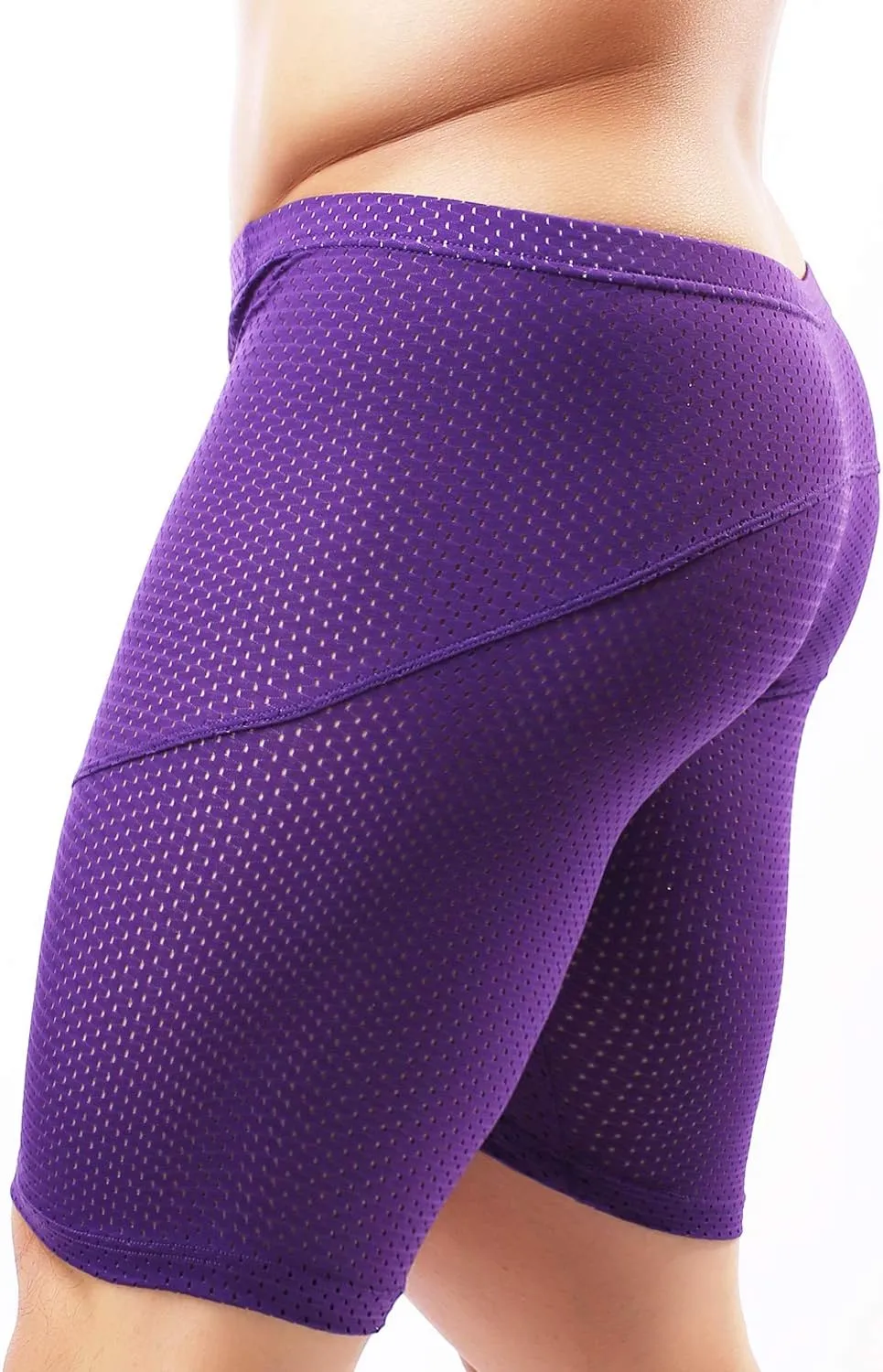 MIZOK Men's Tight Yoga Mesh Training Bodybuilding Gym Workout Shorts Jammer Swimsuit