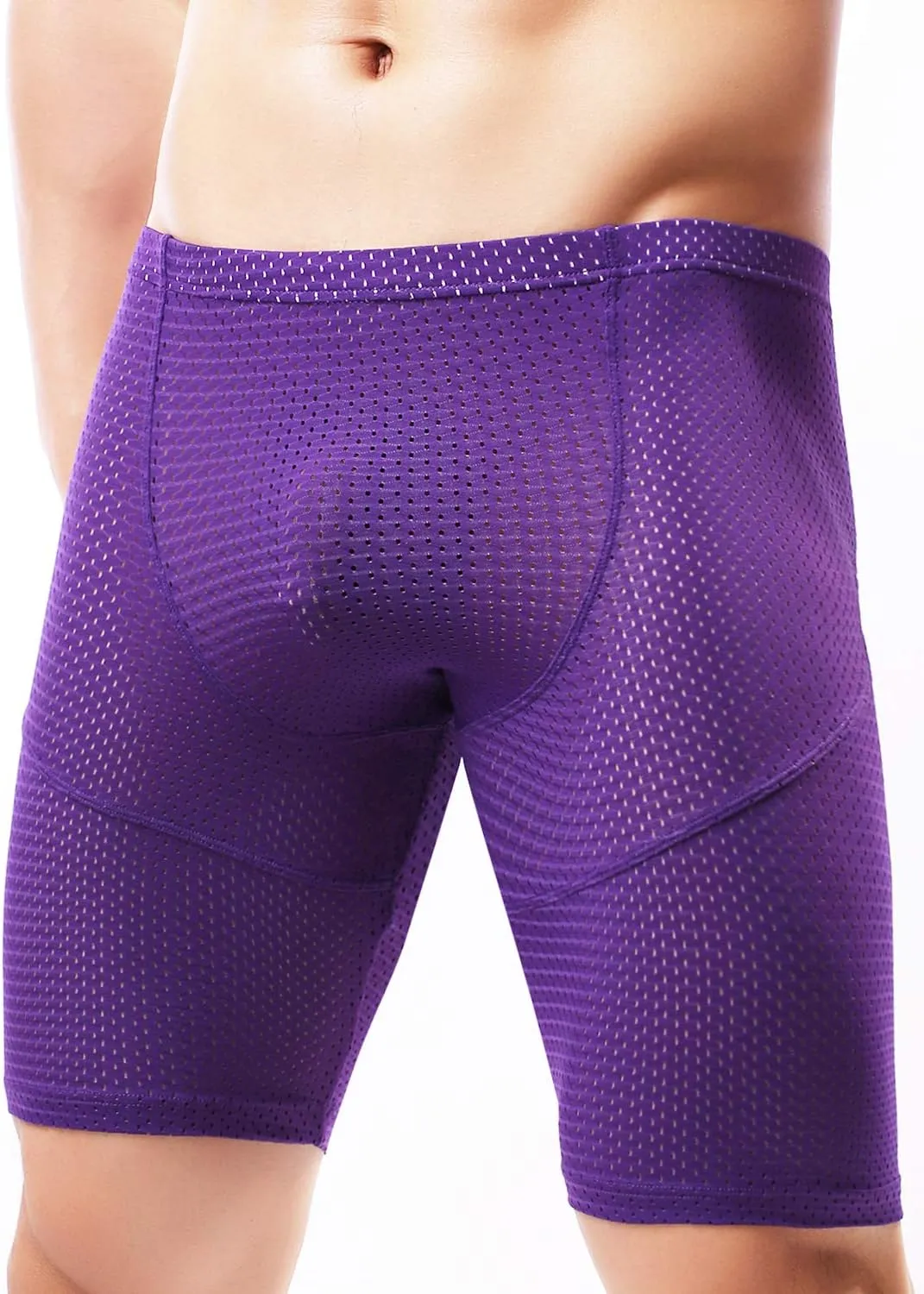 MIZOK Men's Tight Yoga Mesh Training Bodybuilding Gym Workout Shorts Jammer Swimsuit