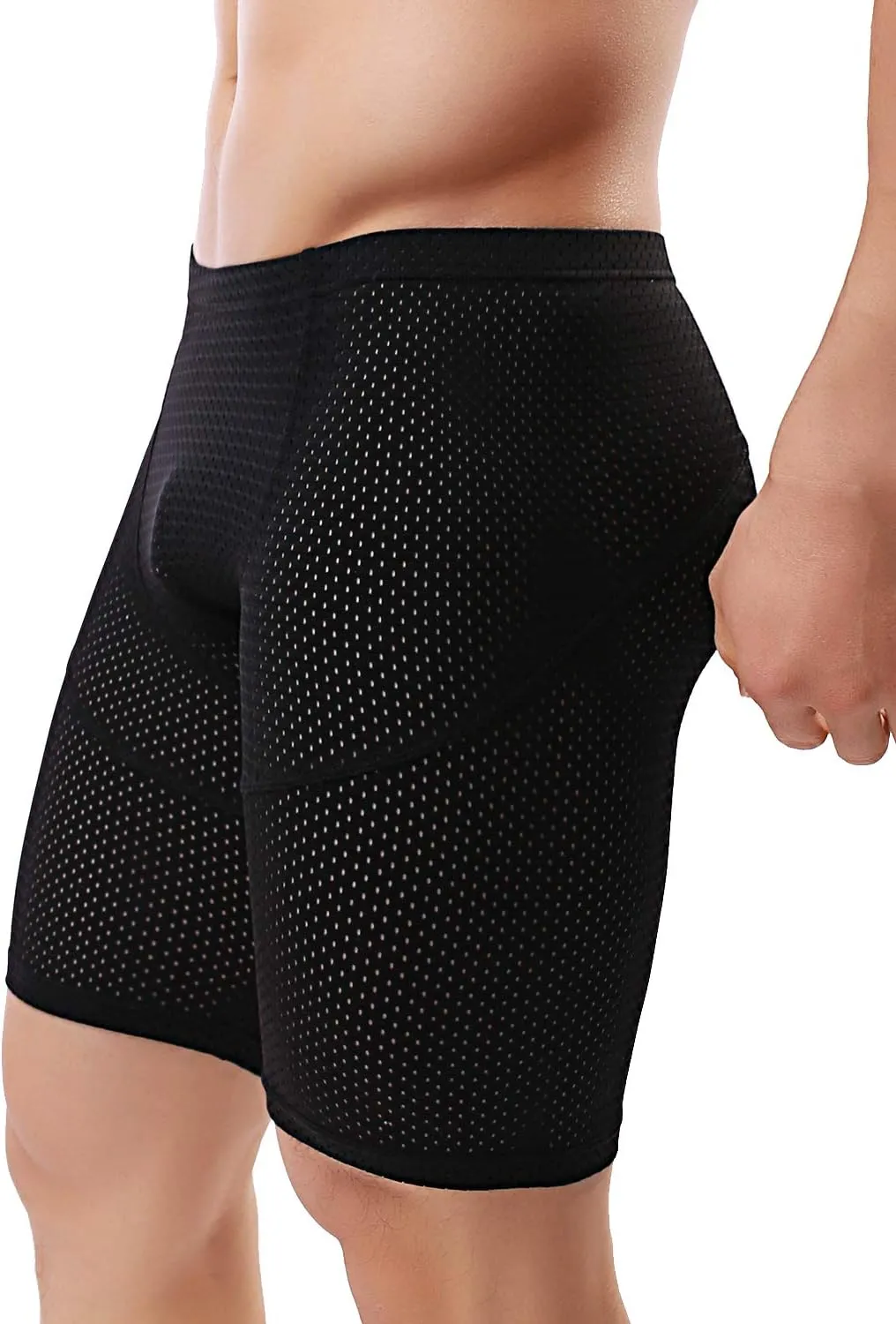MIZOK Men's Tight Yoga Mesh Training Bodybuilding Gym Workout Shorts Jammer Swimsuit