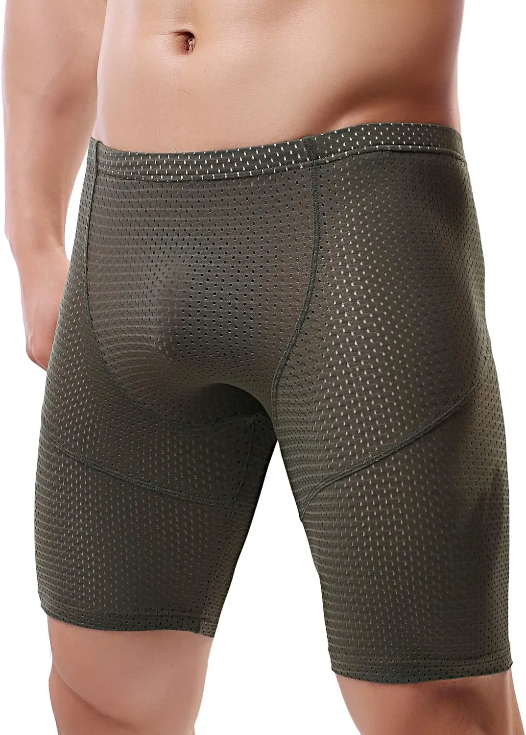 MIZOK Men's Tight Yoga Mesh Training Bodybuilding Gym Workout Shorts Jammer Swimsuit