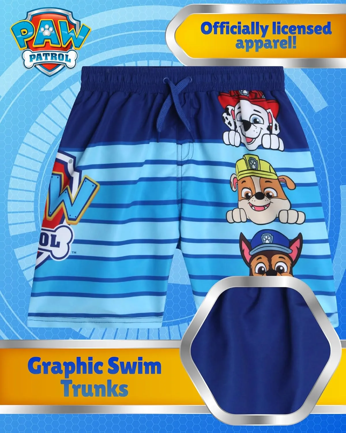 Nickelodeon Boys Swim Trunks - Paw Patrol Chase Marshall Rubble TMNT UPF 50  Quick Dry Boys Swim Shorts for Toddler & Big Kid