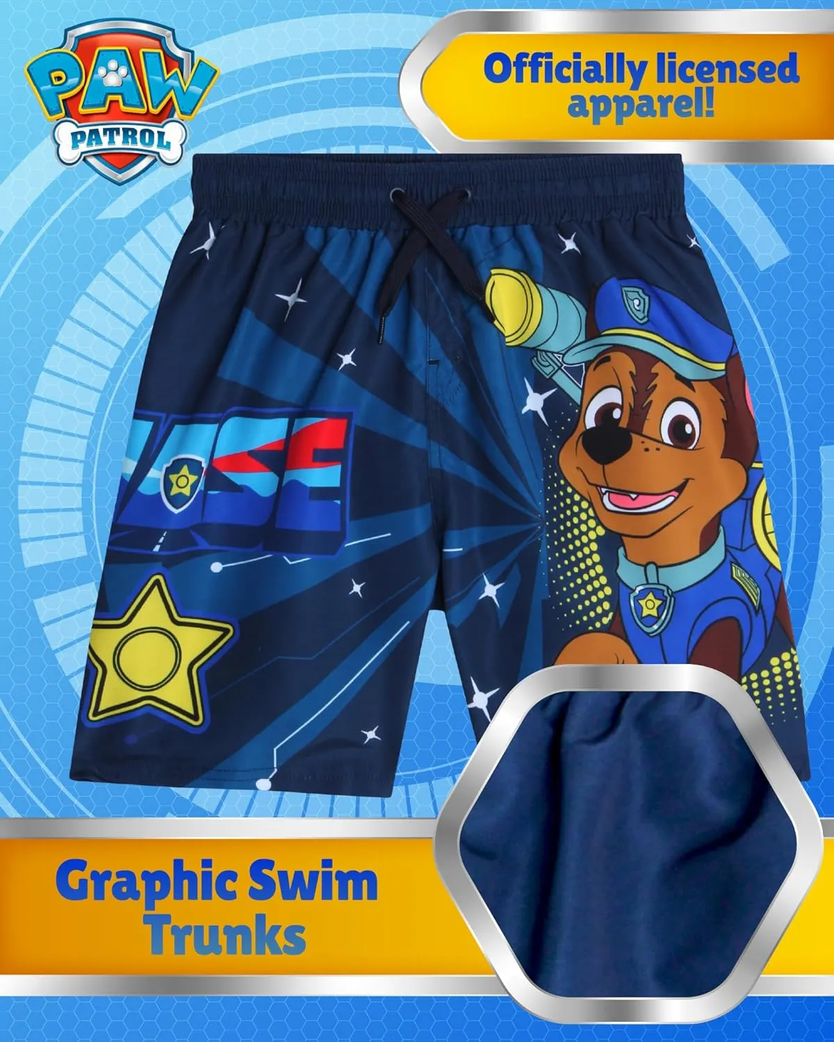 Nickelodeon Boys Swim Trunks - Paw Patrol Chase Marshall Rubble TMNT UPF 50  Quick Dry Boys Swim Shorts for Toddler & Big Kid