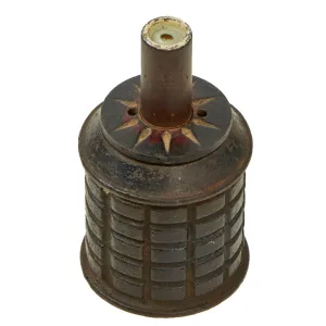 Original Japanese WWII Type 97 Inert Fragmentation Hand Grenade Trench Art Lighter Made From Weston “Ball O Flint” Brand “V For Victory” Lighter