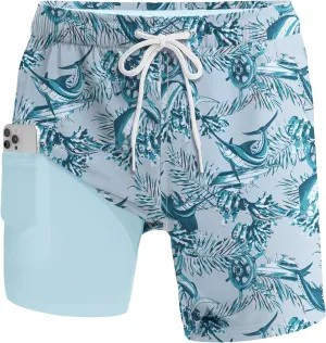 Palmyth 2 in 1 Mens Swim Trunks with Compression Liner 5 Inch Quick Dry Men's Swim Suit with Pockets