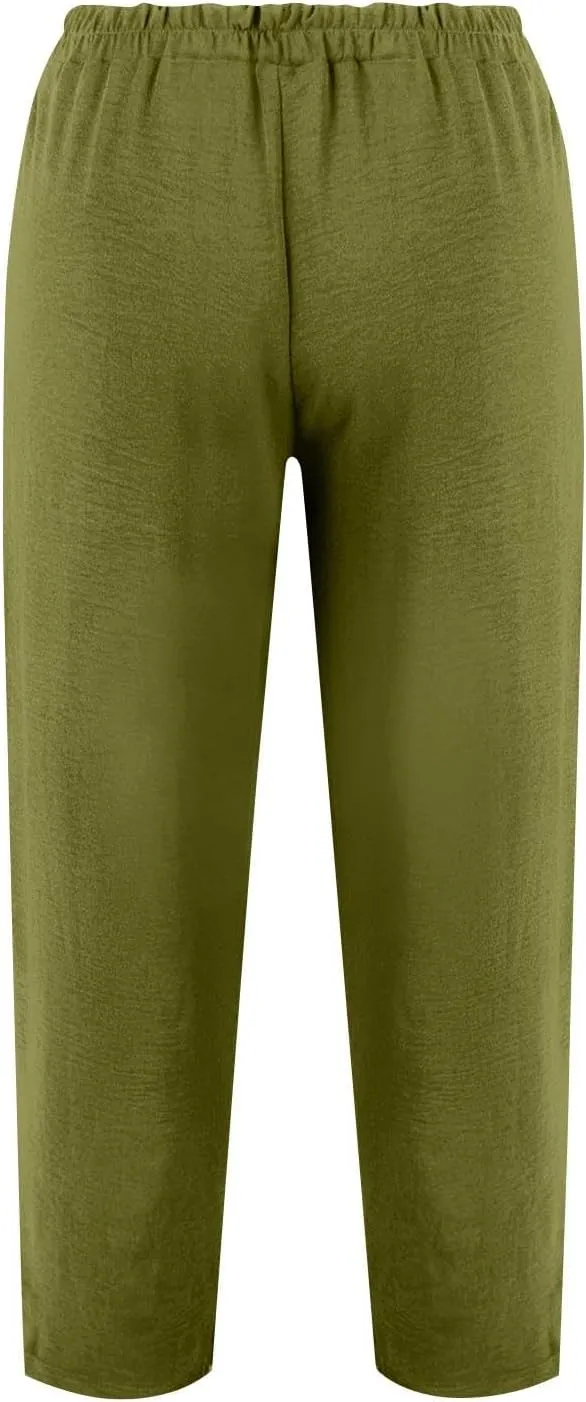 Pants for Women 2024 High Elastic Waist Plus Size Wide Leg Trousers Lounge Pants with Pockets, Small-5X-Large