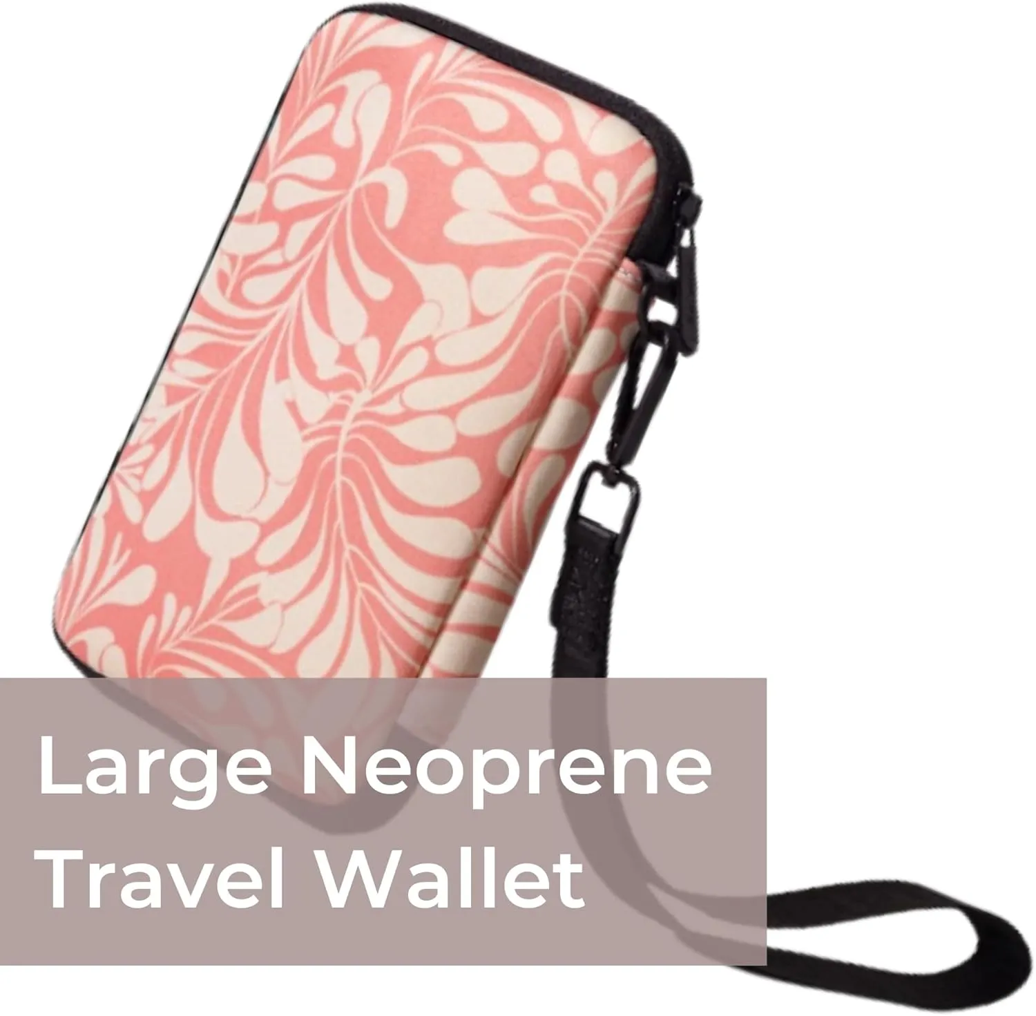 Passport Travel Wallet for Women - Large Multiple Document Organizer and Holder with Wristlet - Palm Pink