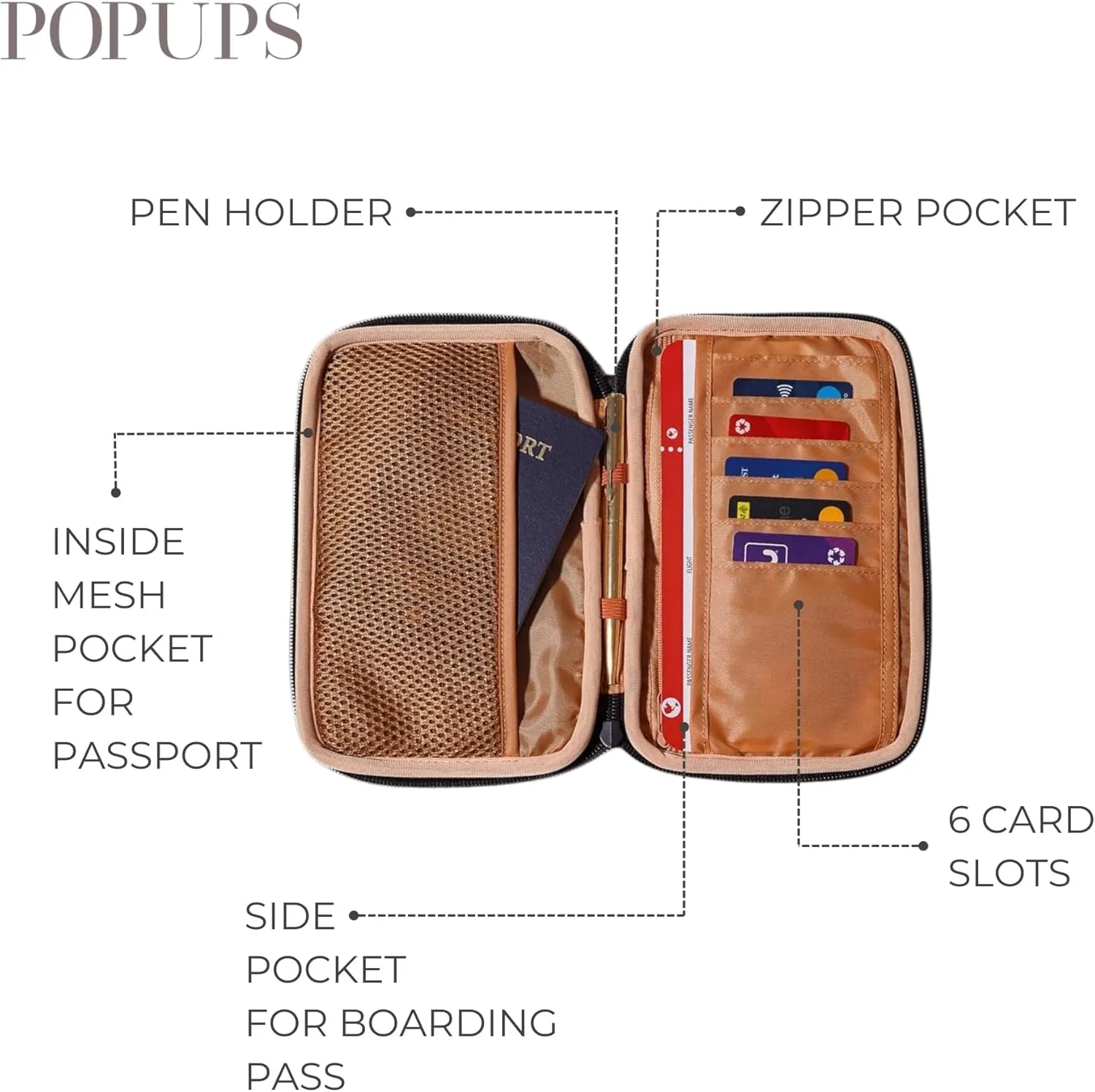 Passport Travel Wallet for Women - Large Multiple Document Organizer and Holder with Wristlet - Palm Pink