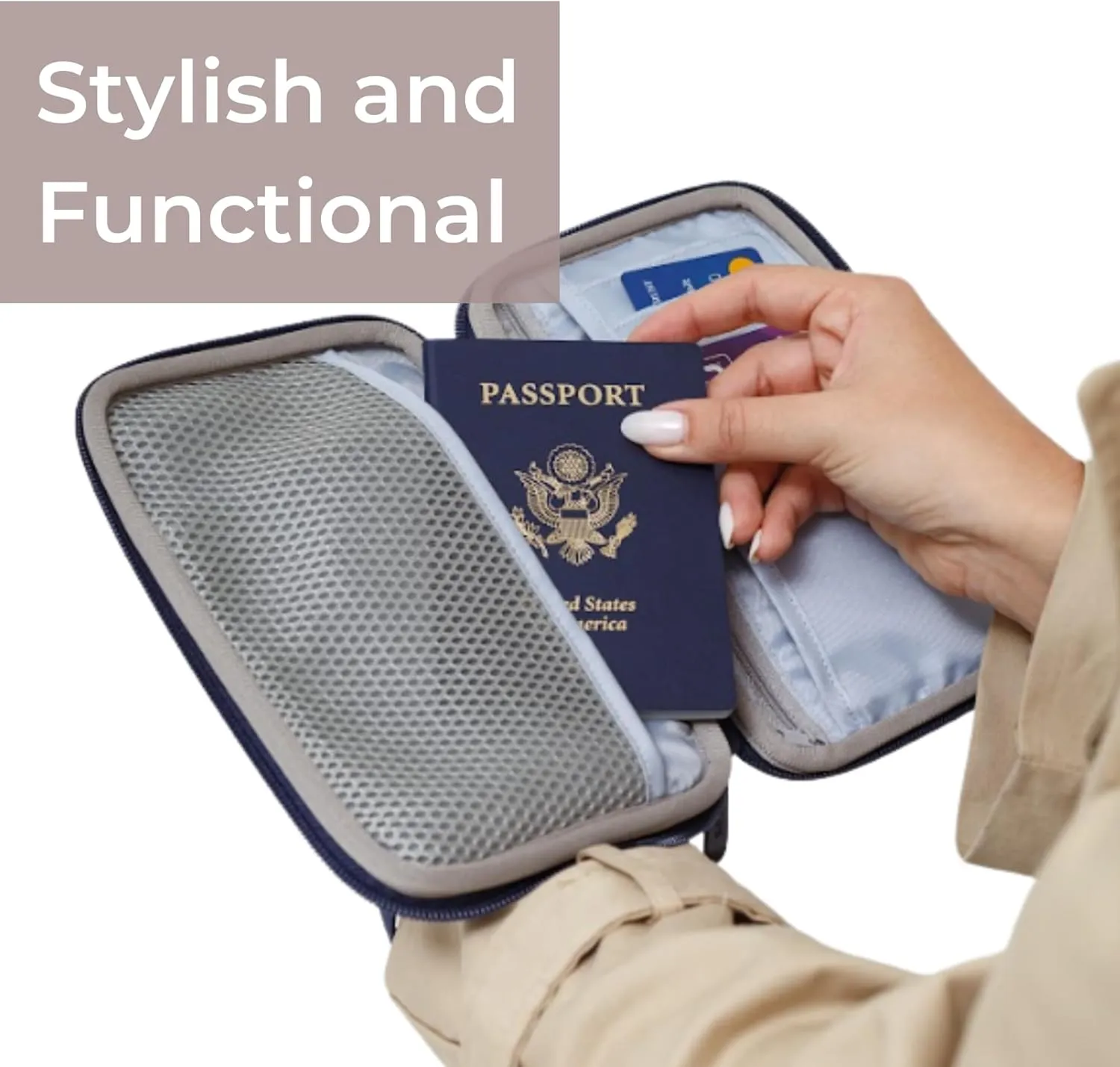 Passport Travel Wallet for Women - Large Multiple Document Organizer and Holder with Wristlet - Palm Pink