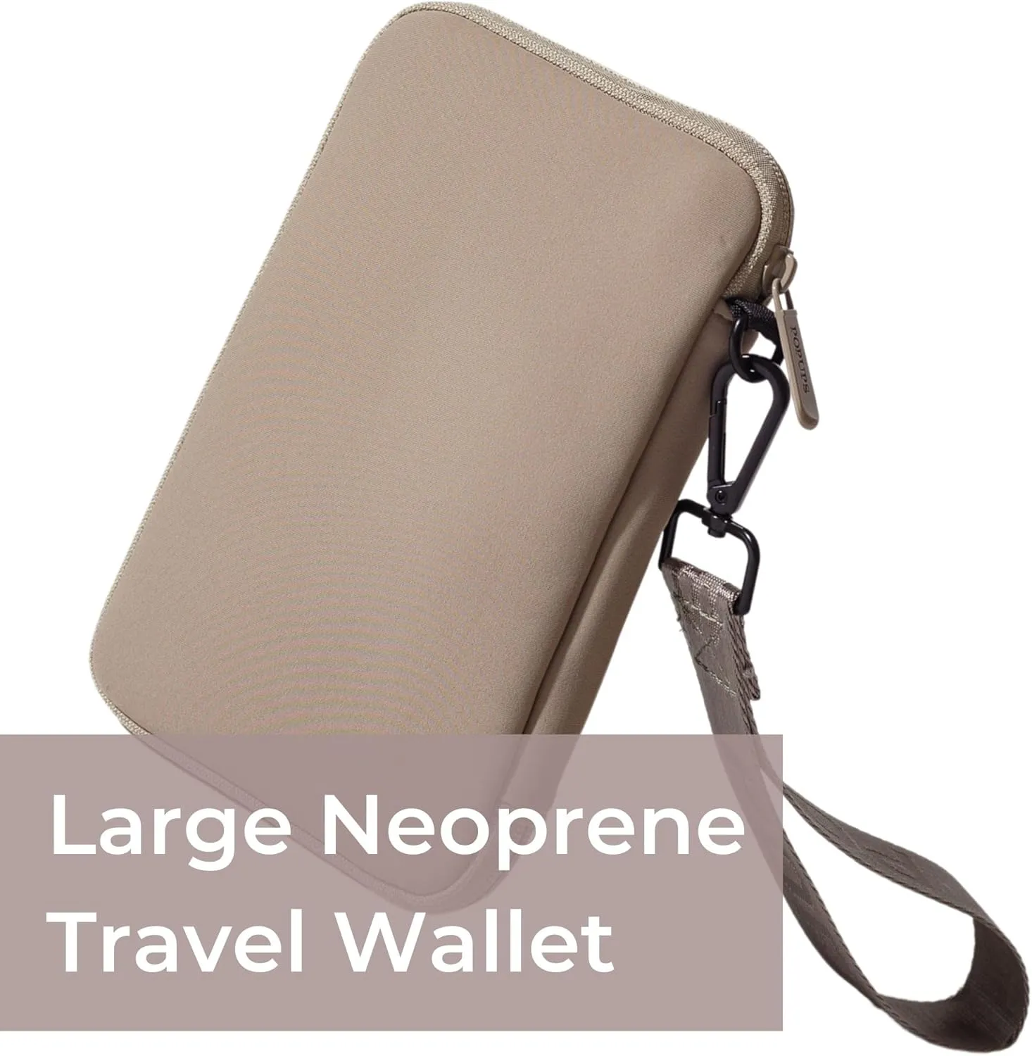 Passport Travel Wallet for Women - Large Multiple Document Organizer and Holder with Wristlet - Taupe