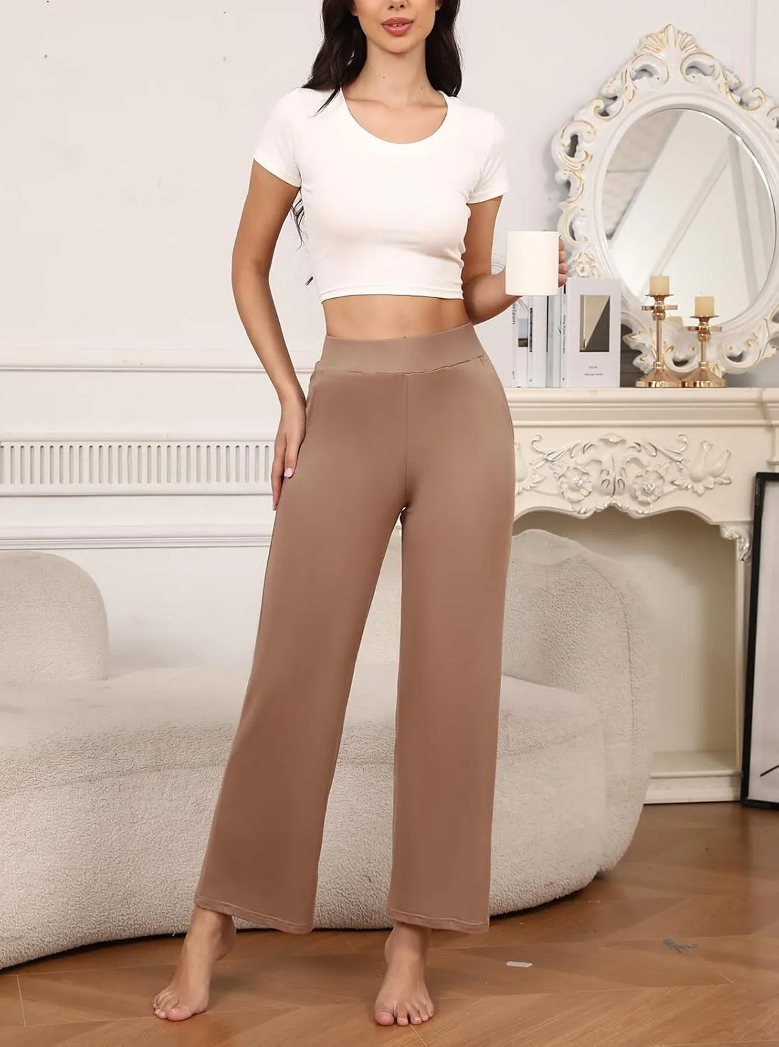 PNAEONG 3 Pack Women's Wide Leg Petite Sweatpants, Lounge Pants with Pocket Casual Loose Fit Pant Comfy Yoga SweatpantsS-2XL