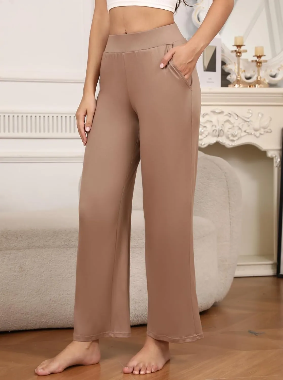 PNAEONG 3 Pack Women's Wide Leg Petite Sweatpants, Lounge Pants with Pocket Casual Loose Fit Pant Comfy Yoga SweatpantsS-2XL