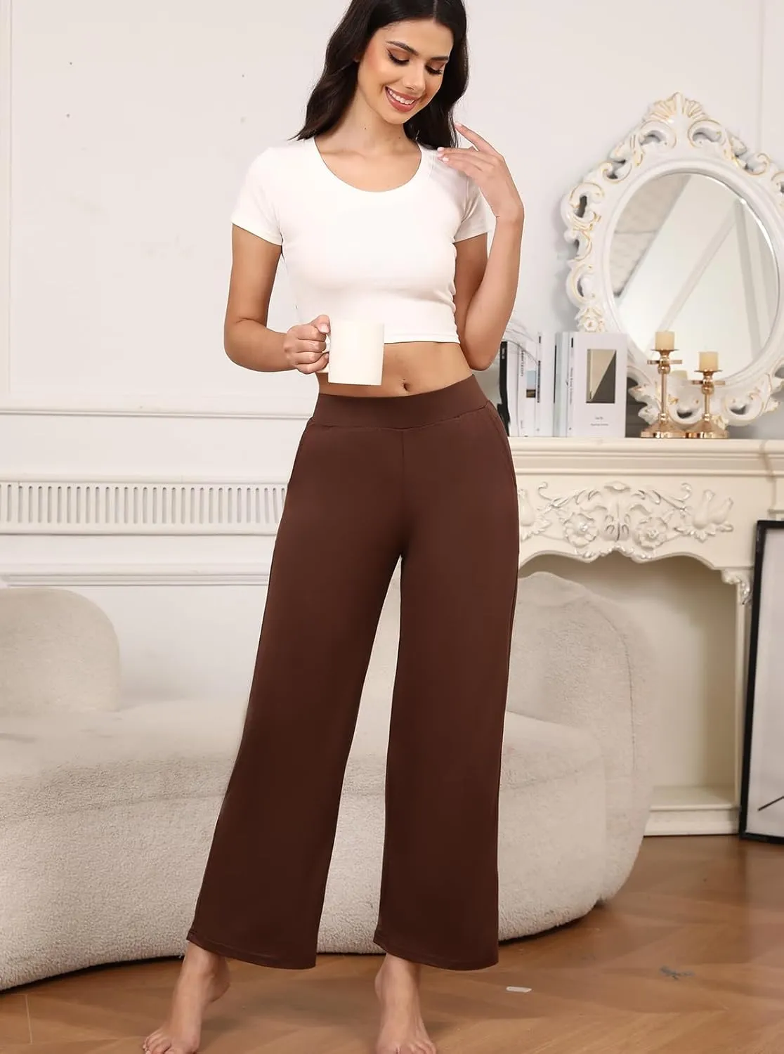 PNAEONG 3 Pack Women's Wide Leg Petite Sweatpants, Lounge Pants with Pocket Casual Loose Fit Pant Comfy Yoga SweatpantsS-2XL