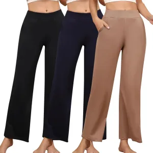 PNAEONG 3 Pack Women's Wide Leg Petite Sweatpants, Lounge Pants with Pocket Casual Loose Fit Pant Comfy Yoga SweatpantsS-2XL
