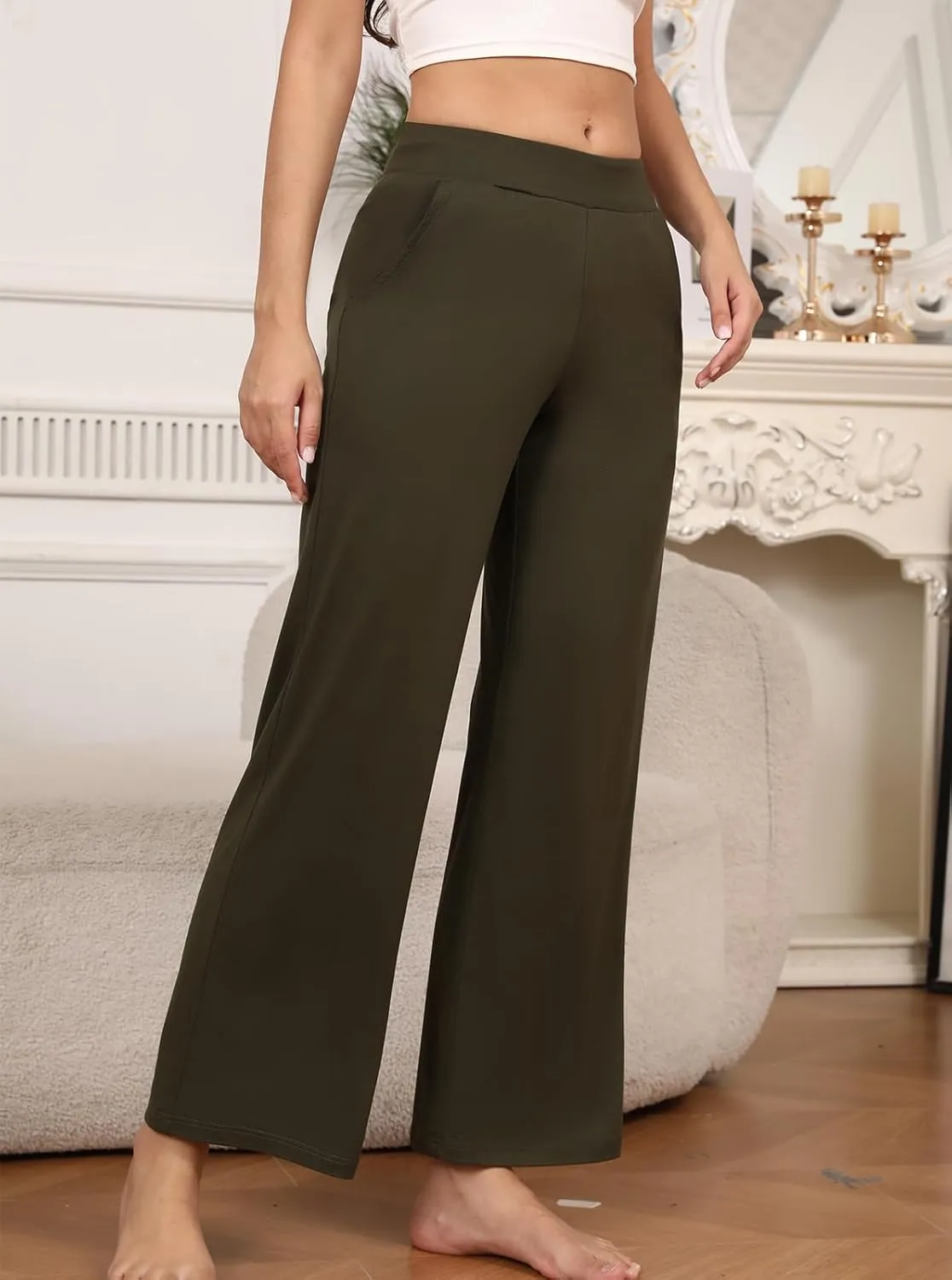 PNAEONG 3 Pack Women's Wide Leg Petite Sweatpants, Lounge Pants with Pocket Casual Loose Fit Pant Comfy Yoga SweatpantsS-2XL