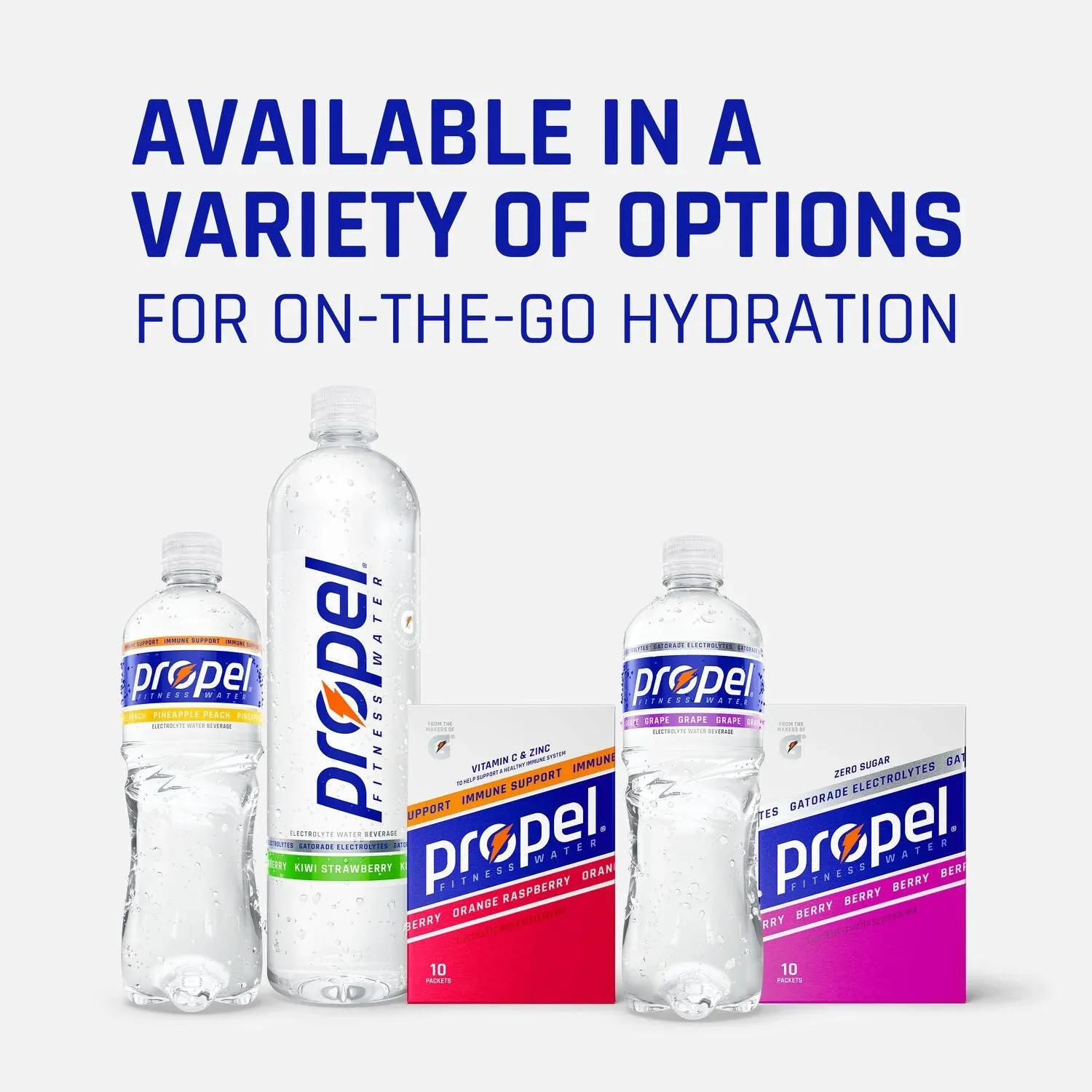 Propel Powder Packets Drink Mixes with Electrolytes, Vitamins and No Sugar, Grape, 0.08 oz, 10 Ct