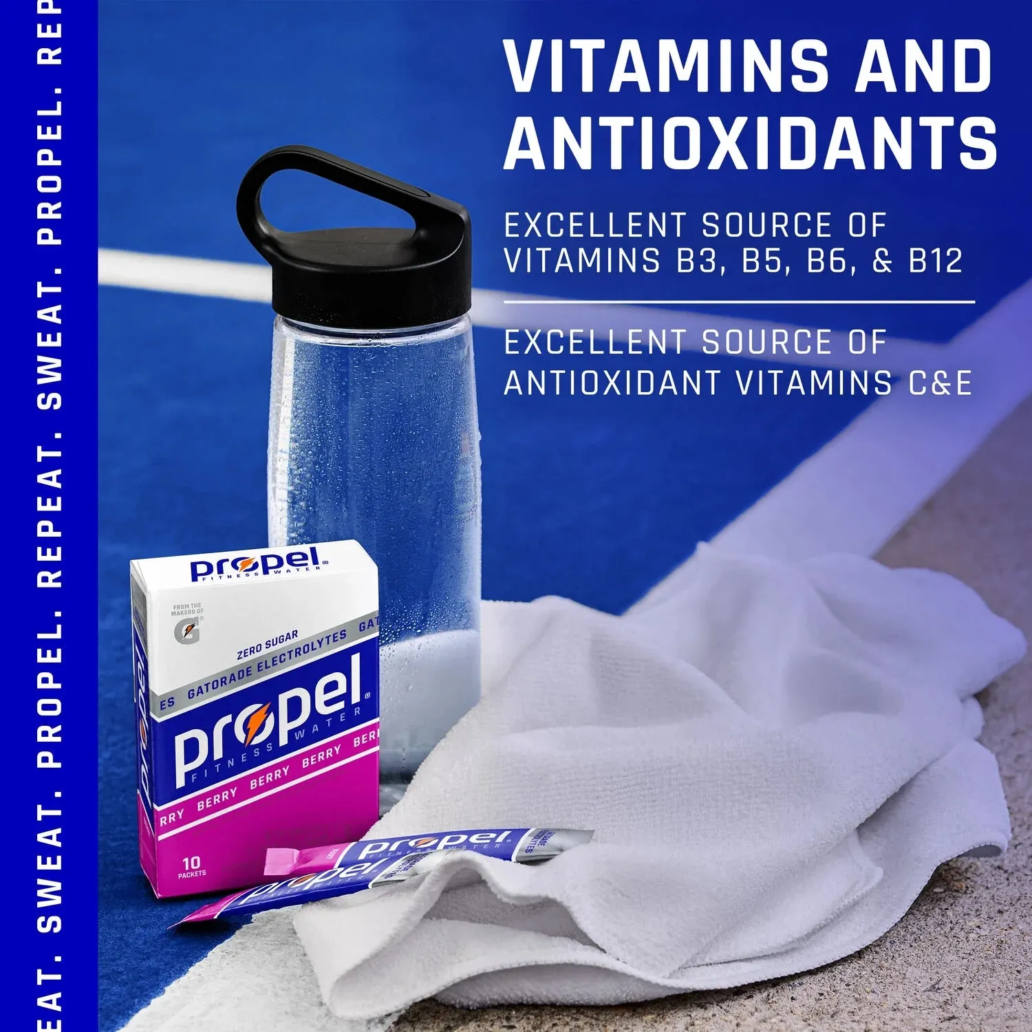 Propel Powder Packets Drink Mixes with Electrolytes, Vitamins and No Sugar, Grape, 0.08 oz, 10 Ct