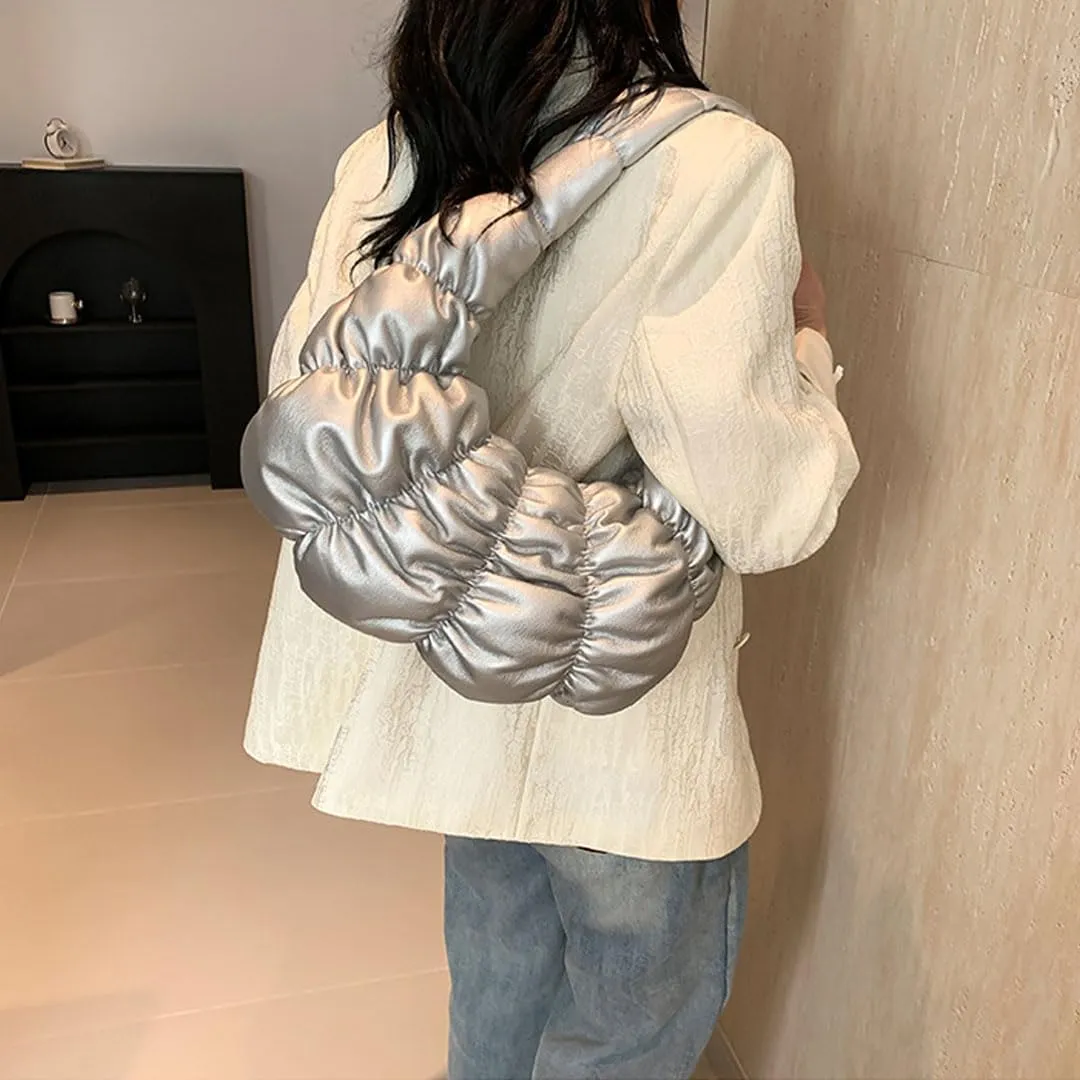 Puffer Bags for Women Quilted Puffy Purse Padded Shoulder Bag Leather Lightweight Bag Hobo Bag Crescent Bag Crossbody