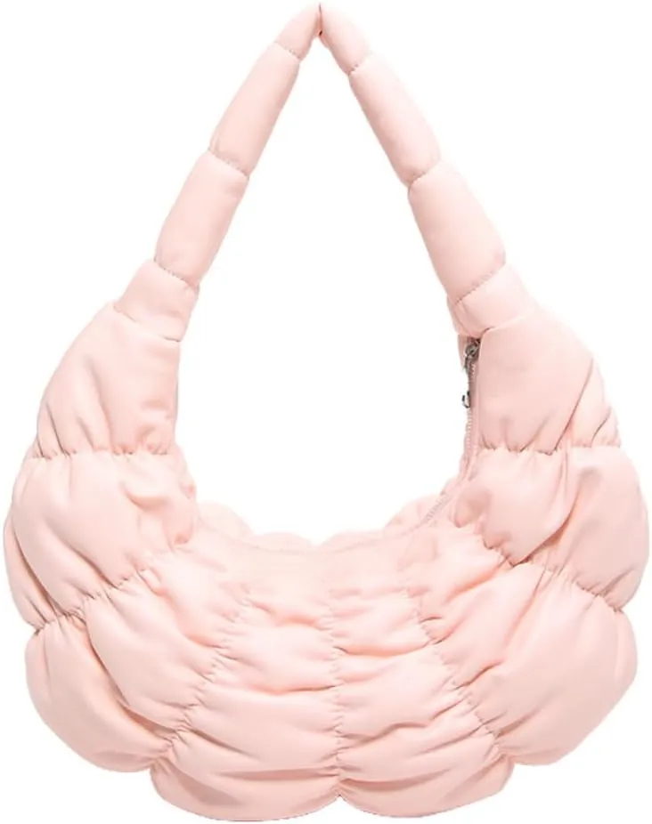 Puffer Bags for Women Quilted Puffy Purse Padded Shoulder Bag Leather Lightweight Bag Hobo Bag Crescent Bag Crossbody