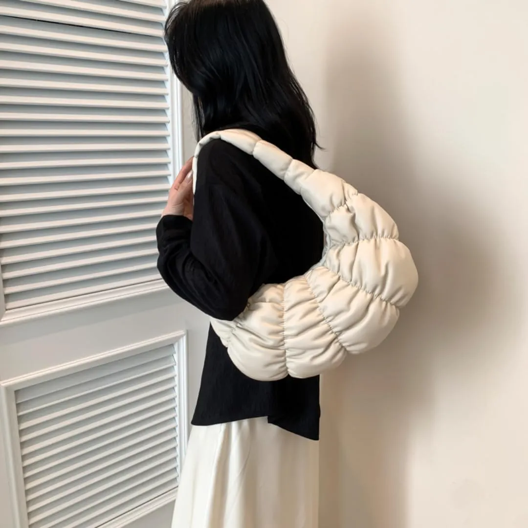 Puffer Bags for Women Quilted Puffy Purse Padded Shoulder Bag Leather Lightweight Bag Hobo Bag Crescent Bag Crossbody