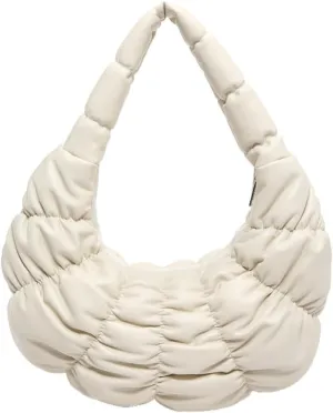 Puffer Bags for Women Quilted Puffy Purse Padded Shoulder Bag Leather Lightweight Bag Hobo Bag Crescent Bag Crossbody