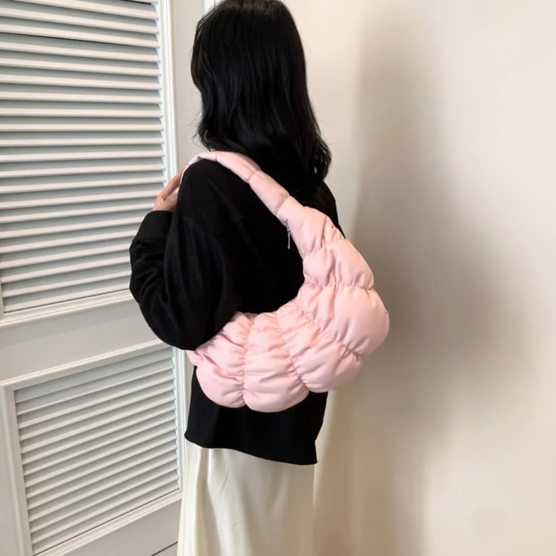 Puffer Bags for Women Quilted Puffy Purse Padded Shoulder Bag Leather Lightweight Bag Hobo Bag Crescent Bag Crossbody