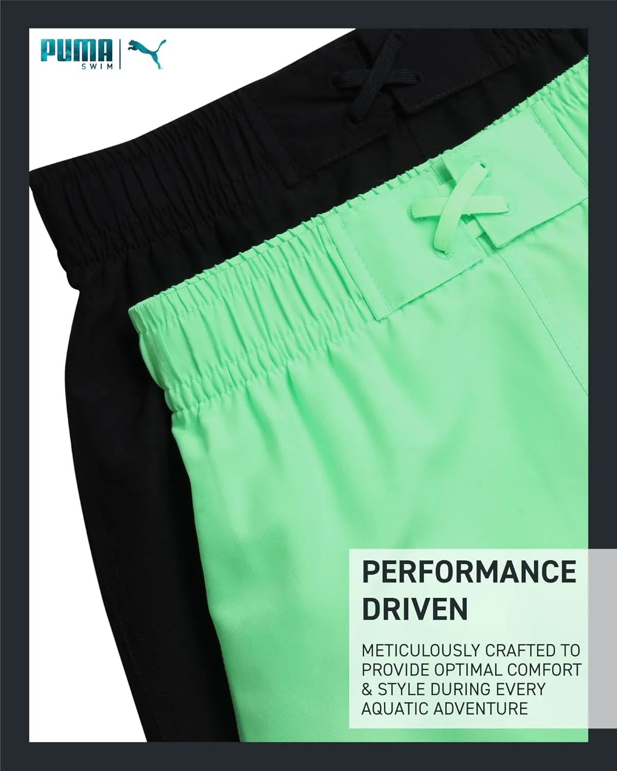PUMA Boys Swim Trunks - 2 Pack Quick Dry Beach Bathing Suit Shorts for Boys with Breathable Mesh Lining (Sizes: S-XL)