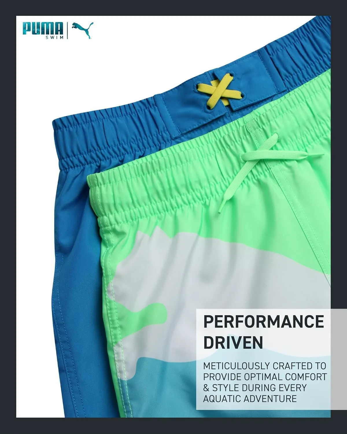 PUMA Boys Swim Trunks - 2 Pack Quick Dry Beach Bathing Suit Shorts for Boys with Breathable Mesh Lining (Sizes: S-XL)