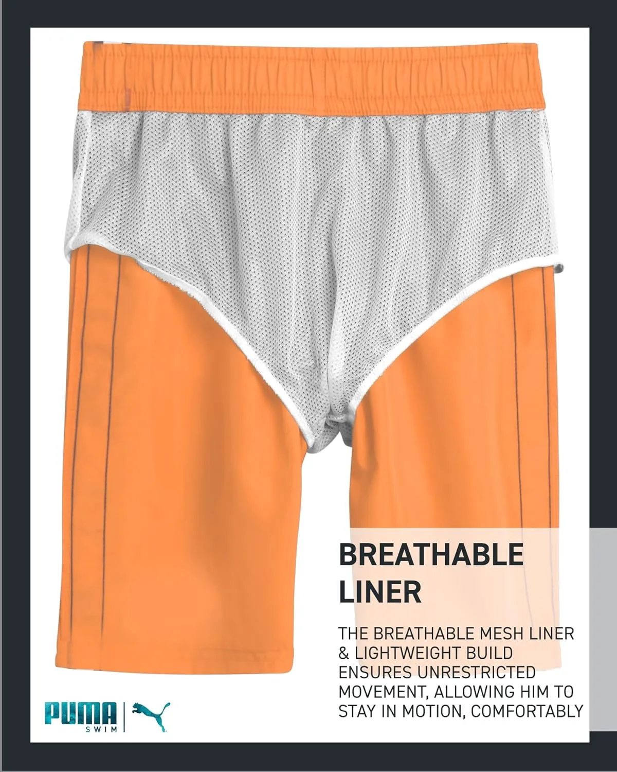 PUMA Boys Swim Trunks - 2 Pack Quick Dry Beach Bathing Suit Shorts for Boys with Breathable Mesh Lining (Sizes: S-XL)