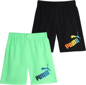 PUMA Boys Swim Trunks - 2 Pack Quick Dry Beach Bathing Suit Shorts for Boys with Breathable Mesh Lining (Sizes: S-XL)