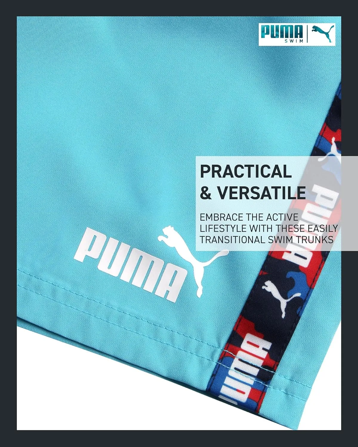 PUMA Boys Swim Trunks - 2 Pack Quick Dry Beach Bathing Suit Shorts for Boys with Breathable Mesh Lining (Sizes: S-XL)