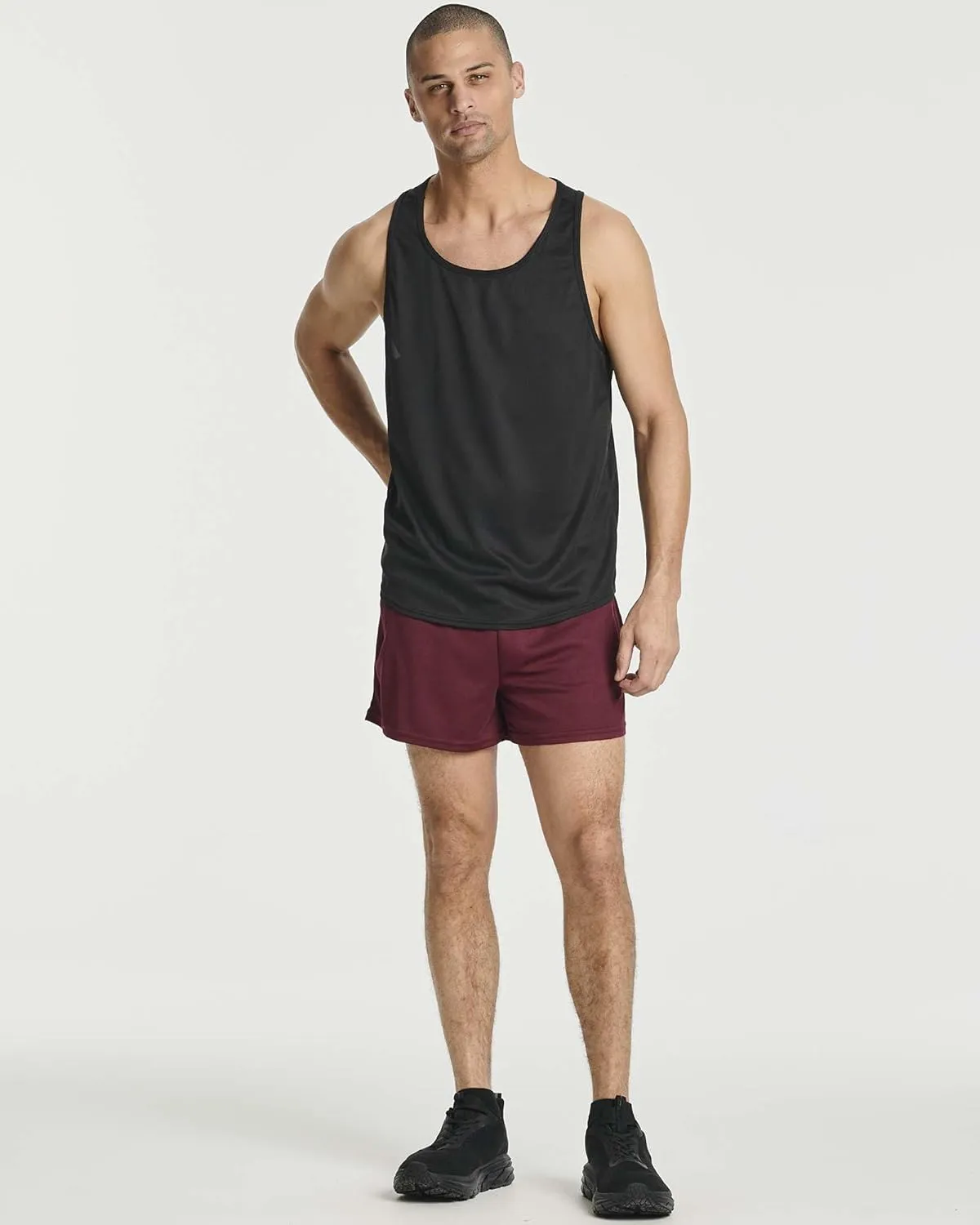 Real Essentials 4 Pack: Men's 3 Inch Mesh Running Short Shorts with Zipper Pockets - Quick Dry Gym Athletic