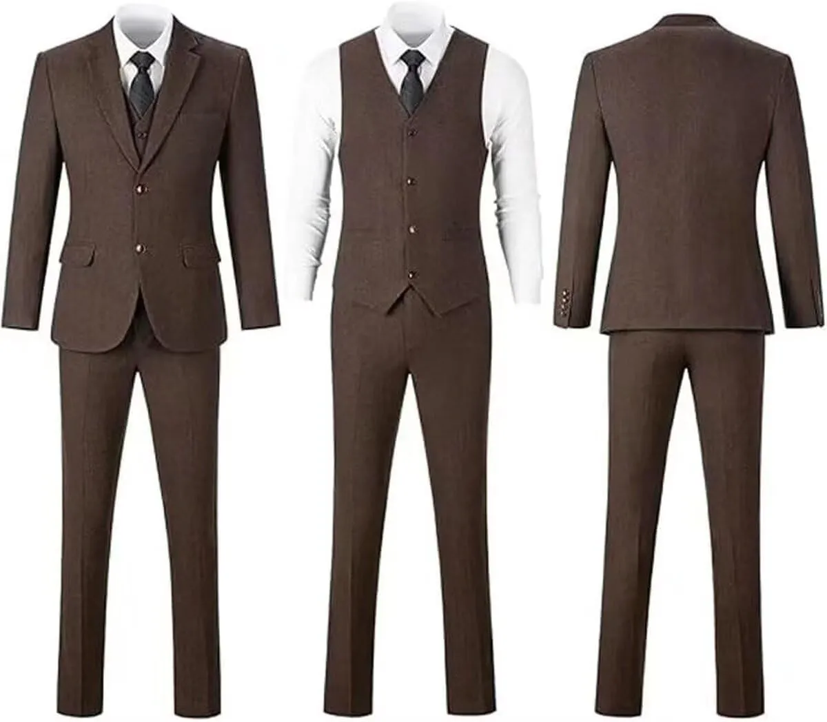 Retro 3 Pieces Slim Fit Boy Suit Tweed Herringbone Formal Stylish Vest Tuxedo Pants Wedding Homecoming Dress Wear Set