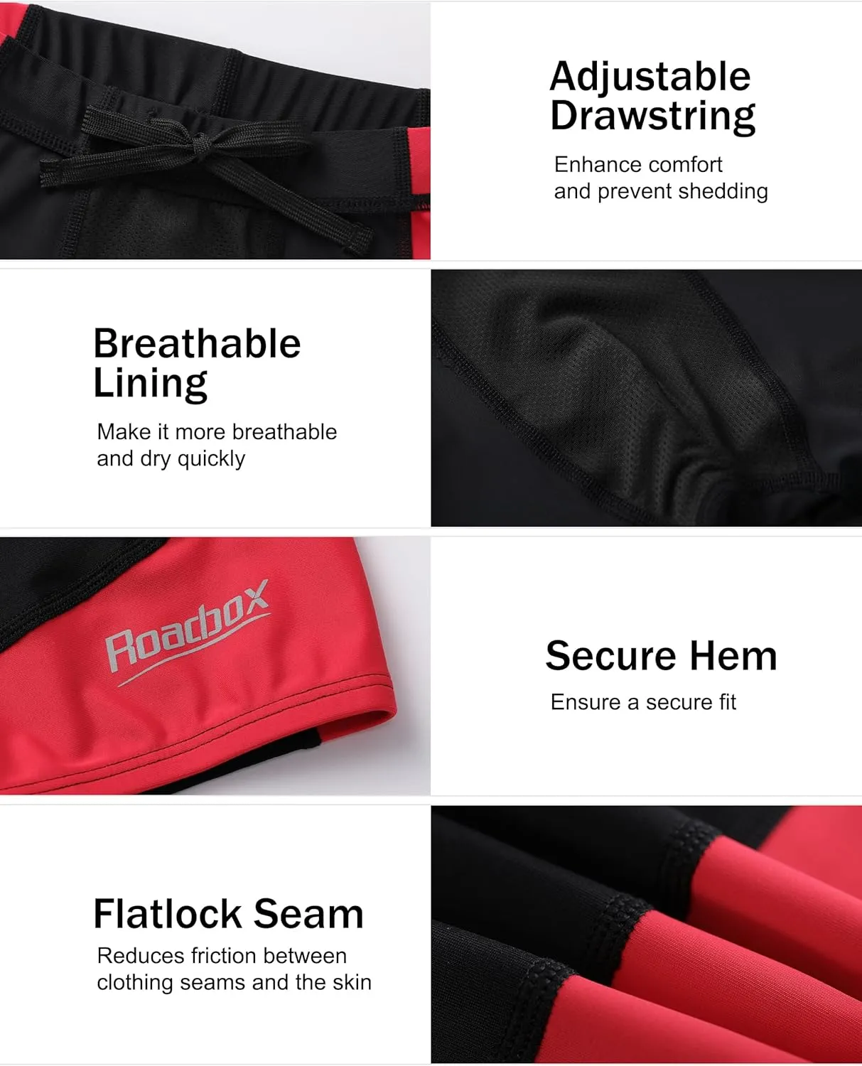 Roadbox Boys' Swim Jammers, Quick Dry Youth Competitive Swim Team Shorts, UPF 50  Bathing Athletic Compression Swim Trunks