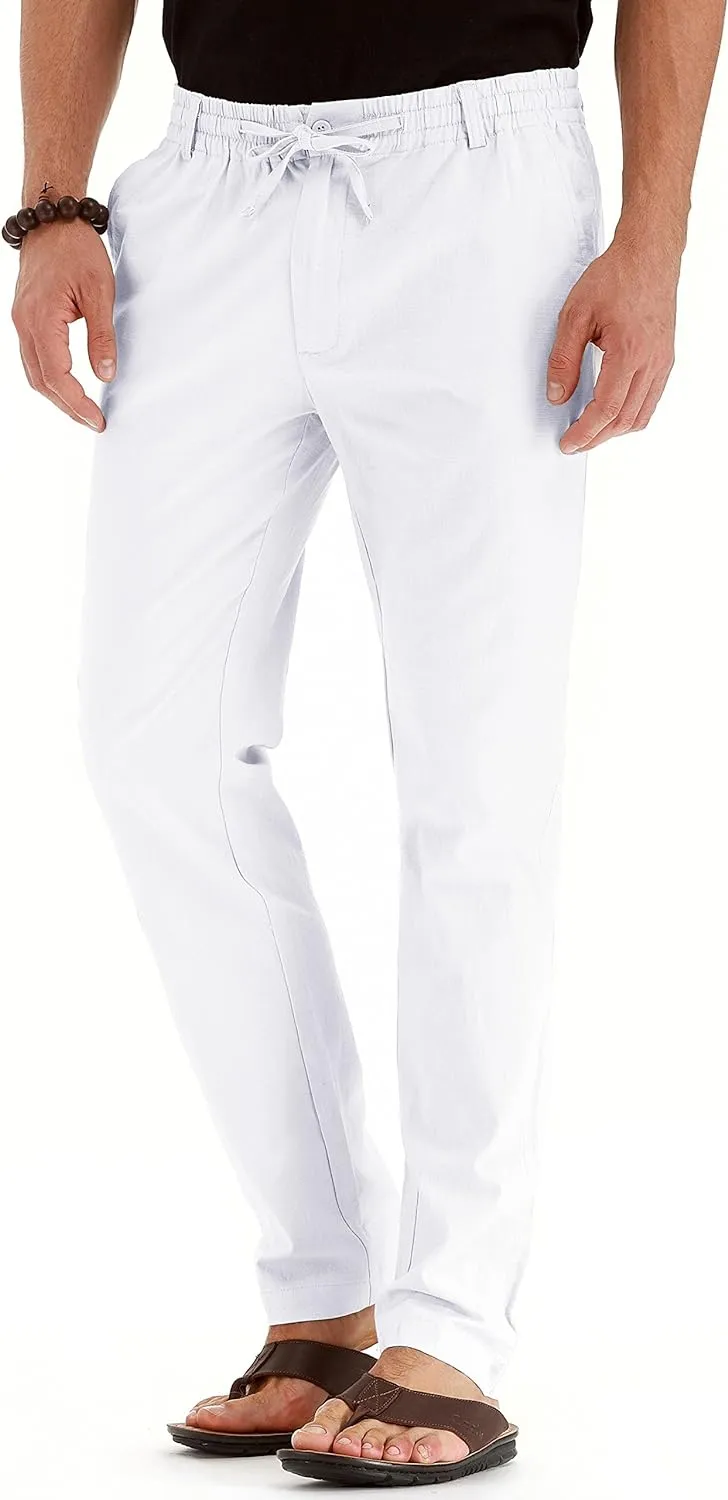 Sailwind Men's Drawstring Linen Pants Casual Summer Beach Loose Trousers