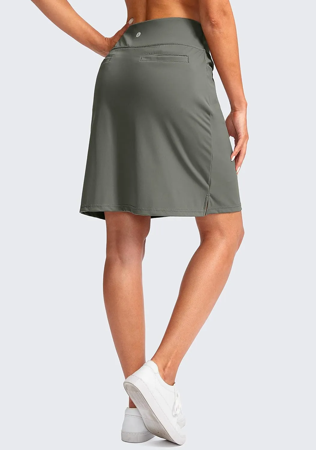 SANTINY Women's 20'' Knee Length Skorts Skirts 6 Pockets High Waisted Drawstring Long Athletic Tennis Golf Skirt Women