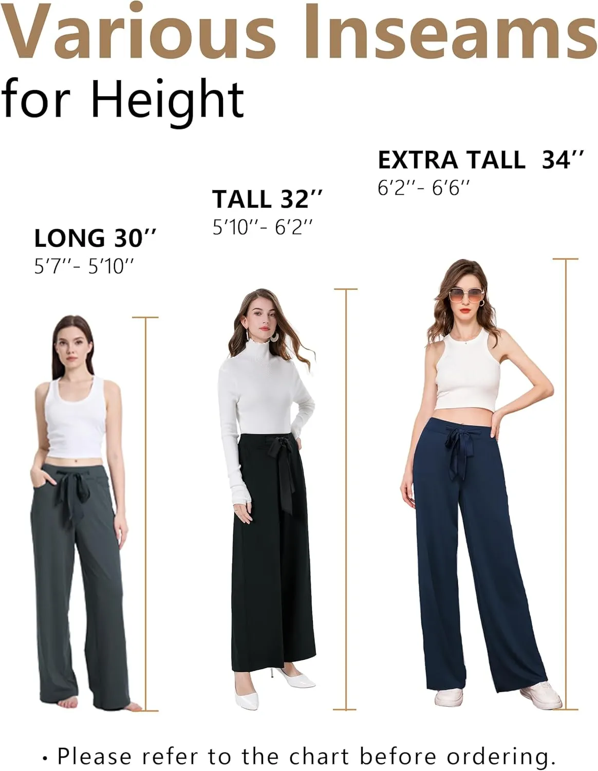 SEVEGO Tall Womens 30"/32"/34" Casual Loose Wide Leg Pants High Waisted Yoga Pants Comfy Palazzo Workout Lounge Trousers
